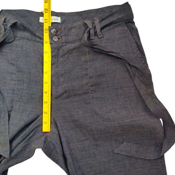 Coldwater Creek Size 12 Petite Linen Cotton Belted Crop Pants Brown Lagenlook‎ - Picture 8 of 9